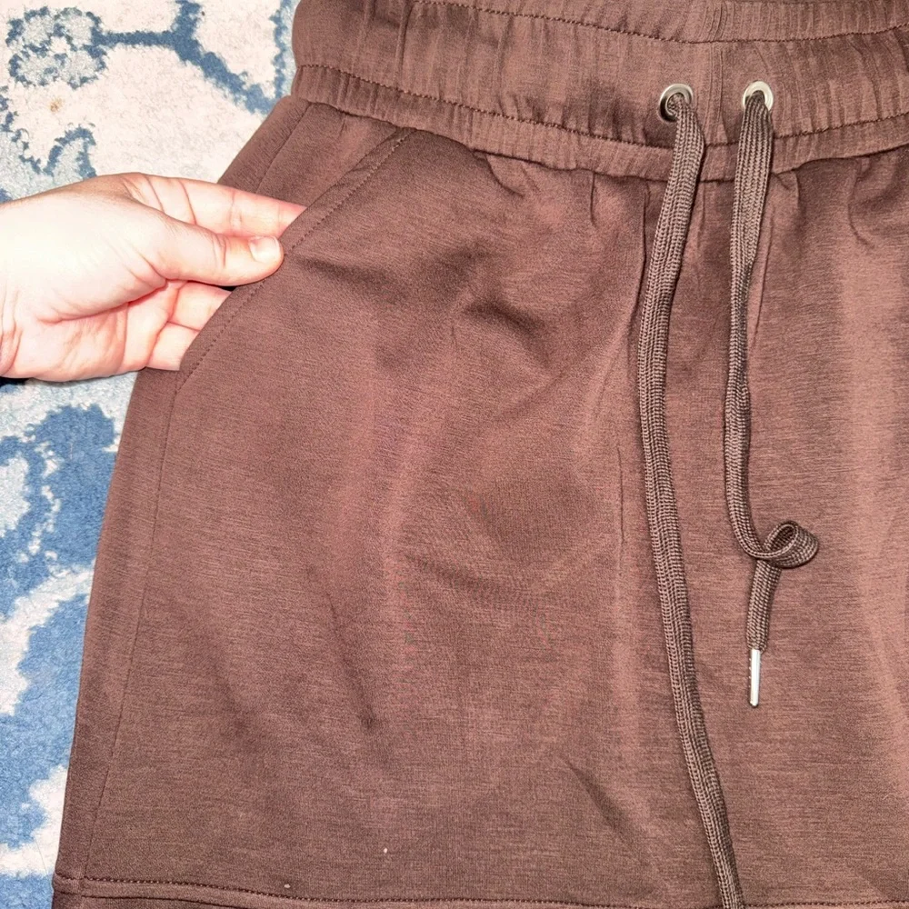 GRECERELLE chocolate brown midi length sweatsuit pull on skirt casual leisure Sm